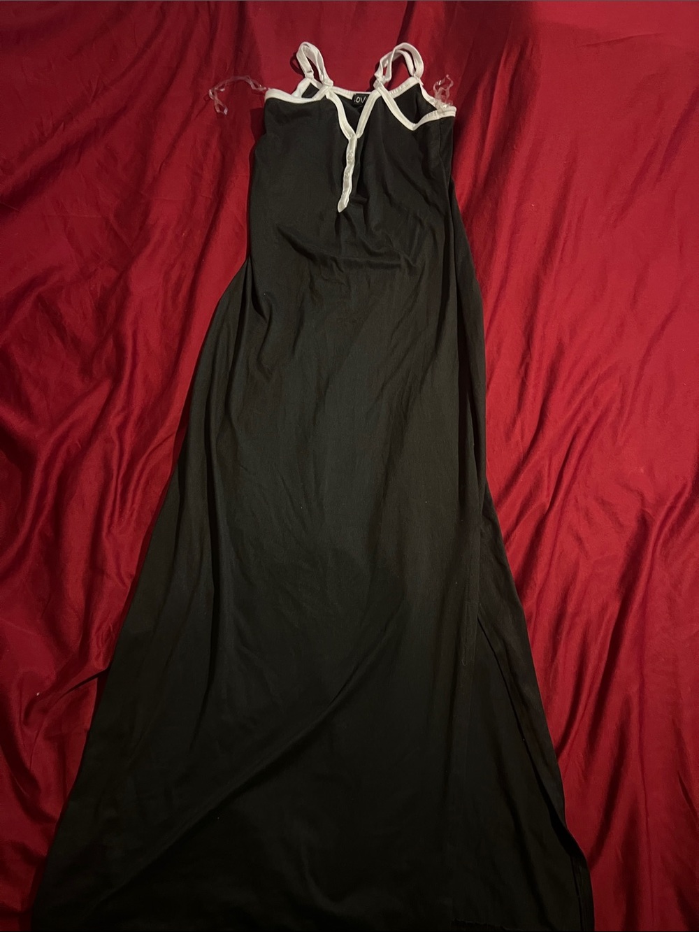 SHEIN Black Dress with White Trim and Love Tag